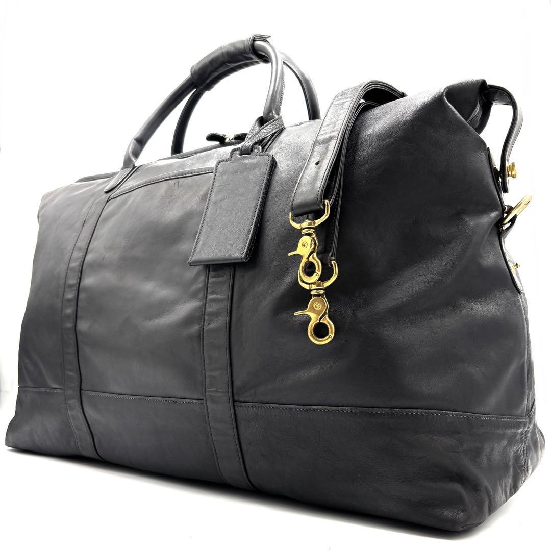 vintage coach old Boston bag BLACK ボストン Old Coach Boston Bag, All Leather, Black, Large Capacity