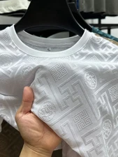 New Men’s Jacquard T-Shirt Casual Short Sleeve Round Neck Breathable Fashion Top