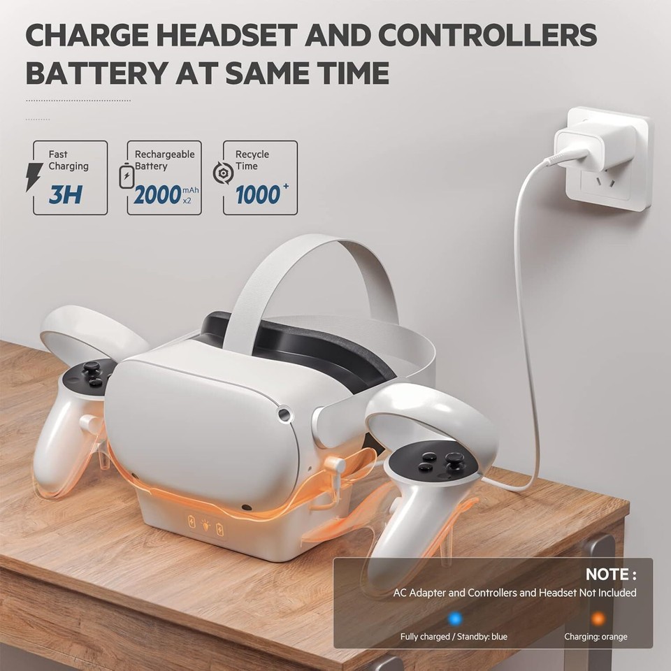 Charging Dock for Oculus/Meta Quest 2 VR Charging Station Stand