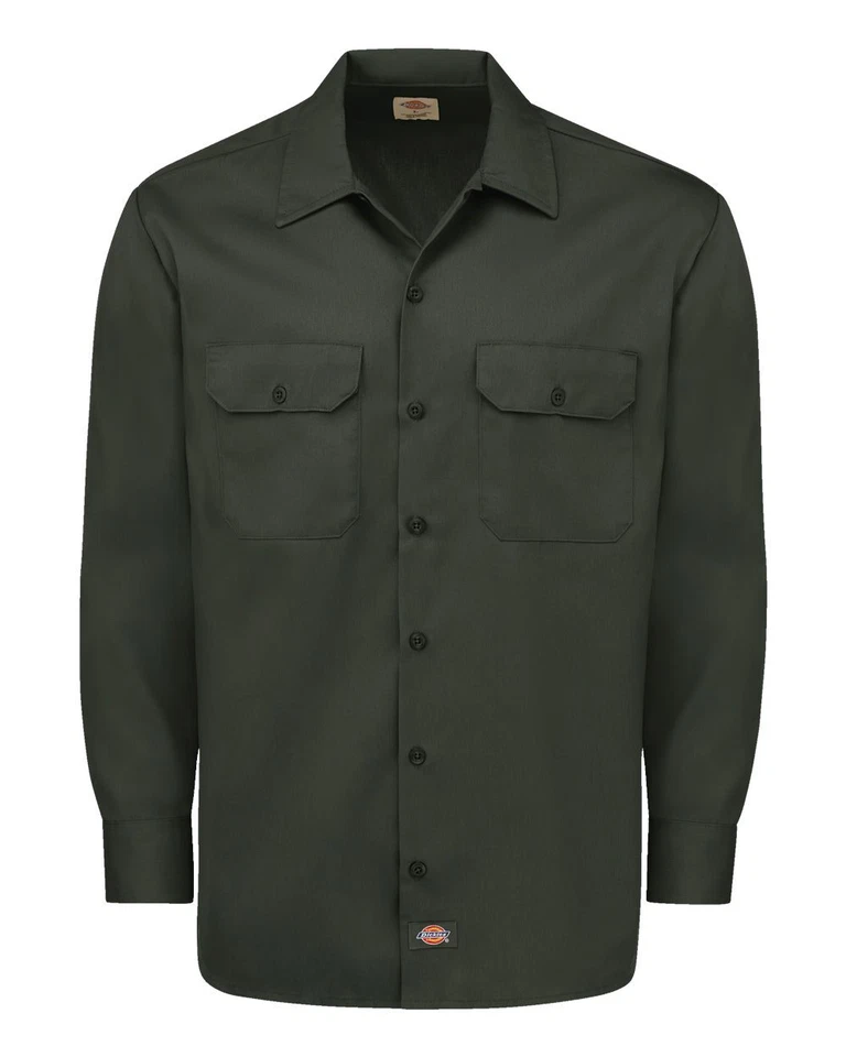 Dickies Men's Size S-2XL 3XL Long Sleeve Work Shirt Shop Mechanics 574 - Image 3 of 4