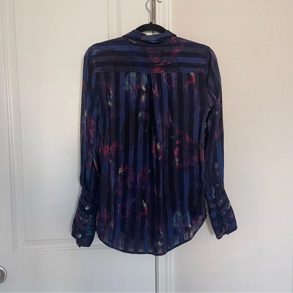 EQUIPAMIENTO Camisa Blusa Estampado Eleonore Mezcla Seda Tono Joya Abstracto Rayas Foto 3 de 4