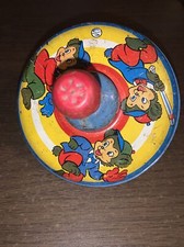 Vtg Tin Bear Playing Baseball Top Children  s Toy