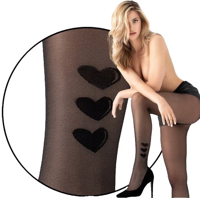 Polyamide Heart Black Pantyhose and Tights for Women