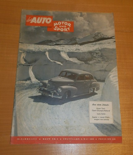 Das Auto Motor & Sport 9/53, Opel Olympia Rekord, Isole Eolie, Lancia Appia.
