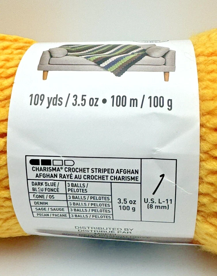Charisma Loops & Threads YELLOW Yarn Acrylic Lot 99075 3.5 oz 109 yds #5 Bulky - Image 4 of 4