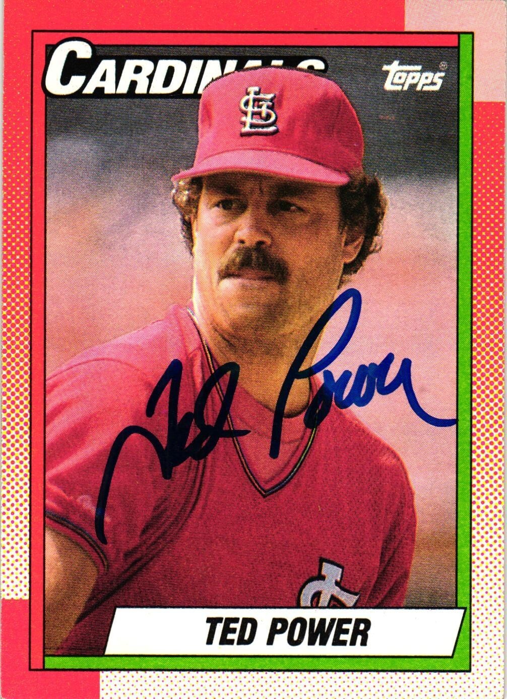 Ted Power Signed #59 1990 Topps MLB Baseball card AUTO Cardinals