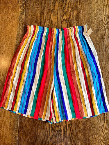 Vtg 80s 90s NWT Rainbow Vertical Striped Shorts Deadstock 10 Single Stitch Pride