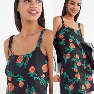 holiday the label maldives dress UO x Women Rose Square Neck Black Red Size XS LowStock:43612153086003