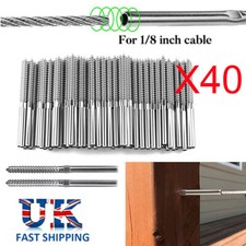 40X Swage Lag Screws Left & Right fr 1/8" Cable Railing Rope Wire Balustrade Kit