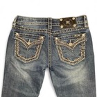 Miss Me Women’s Signature-Rise Boot bootcut jeans embellished flap pockets Sz 27
