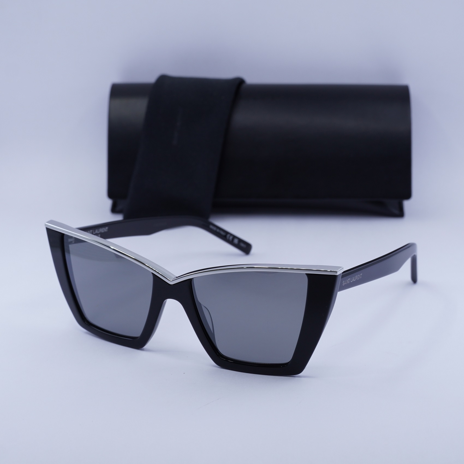 Occhiali da sole Saint Laurent SL570 002 nero argento specchio 54 17 145 nuovi