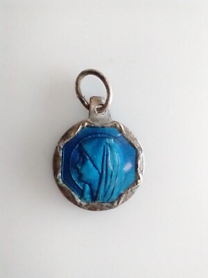Vintage Catholic Blue Enamel Our Lady of Lourdes Religious Medal | eBay