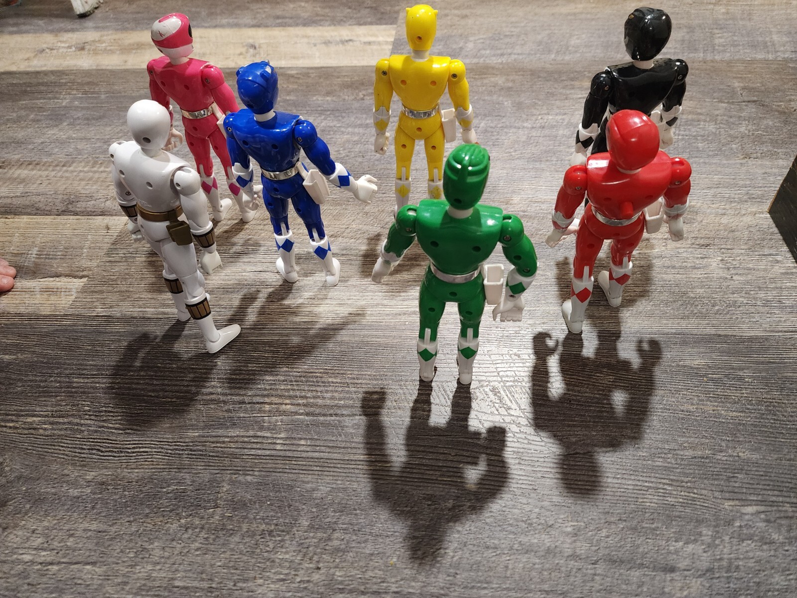Bandai 1990 Lot 7 Mighty Morphin Power Rangers 8&rdquo; Figures Green White Blue Red