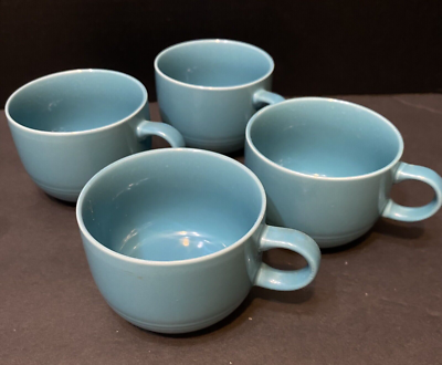 Mugs Cups Ceramic Set Of 4 Aqua Blue By RS Japan 8 oz Coffee Tea MCM EUC |  eBay