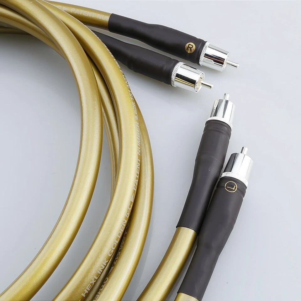 Hifi Rca Cable Silver Plated Plug OFC Pure Copper Hi-Fi Audio Cable Line Wire - Image 2 of 4