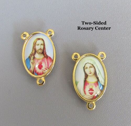 Sacred & Immaculate Heart Rosary Center Centerpiece E153 finish GOLD ~ 2  sided | eBay