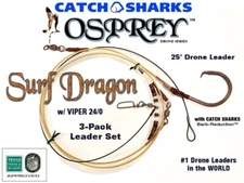 3-Pack Osprey 24/0 Viper Tru-Sand Surf Dragon Drone Leader Land-based Shark