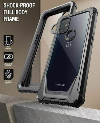 For OnePlus Nord N10 5G Case Clear Back Shockproof Cover 360 Full Coverage Black