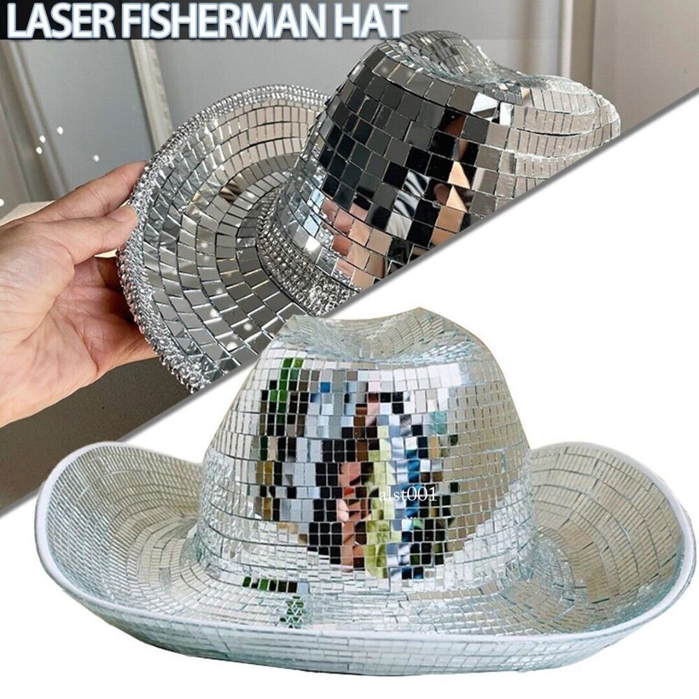 1966 Mirror Disco Bucket Hat For Women Reflective Cowgirl Hat For Festivals jojofuny Mirror Disco Bucket Hat for Women Reflective  main image 4