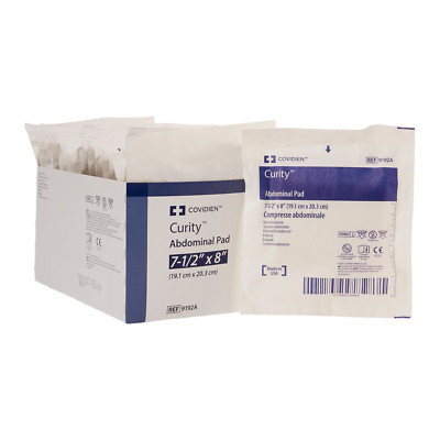 Kendall Curity  Abdominal Pad, with Wet Proof Barrier, 7-1/2'' x 8'', 18/Box