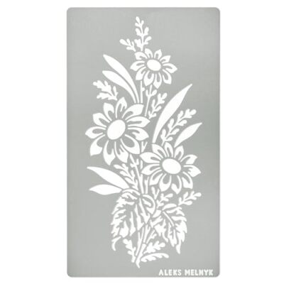No.273 Metal Stencil Sunflower In A Bouquet With Wildflowers Leaf Blossom Small 