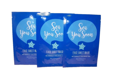 Bath and Body Works Sea You Soon Face Sheet Mask Sea Minerals Hyaluronic Acid x3