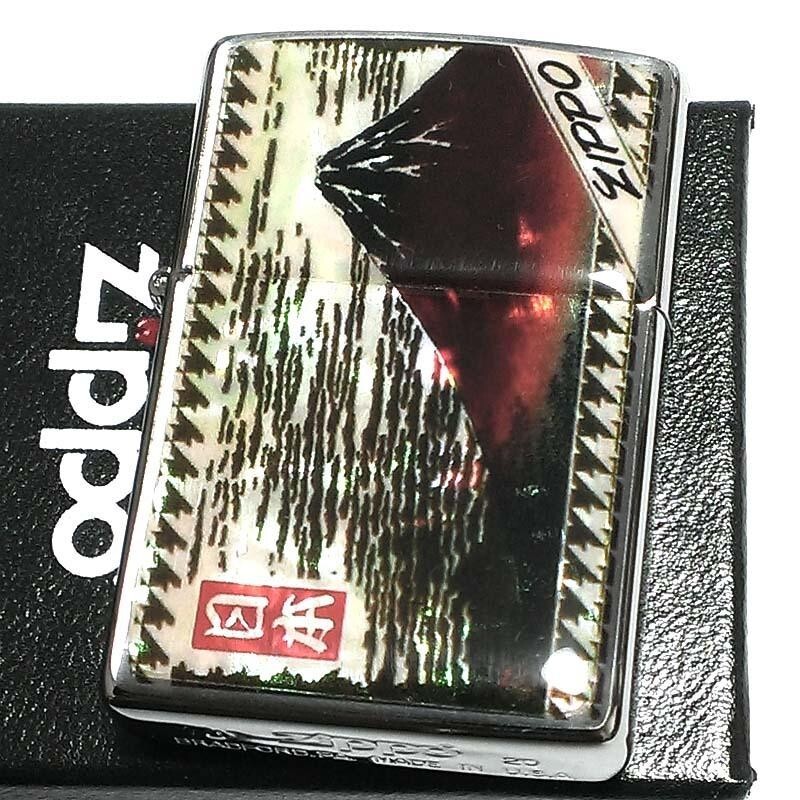 Zippo Oil Lighter Ukiyoe Red Mt. Fuji Shell Plate Epoxy Resin Coating ...