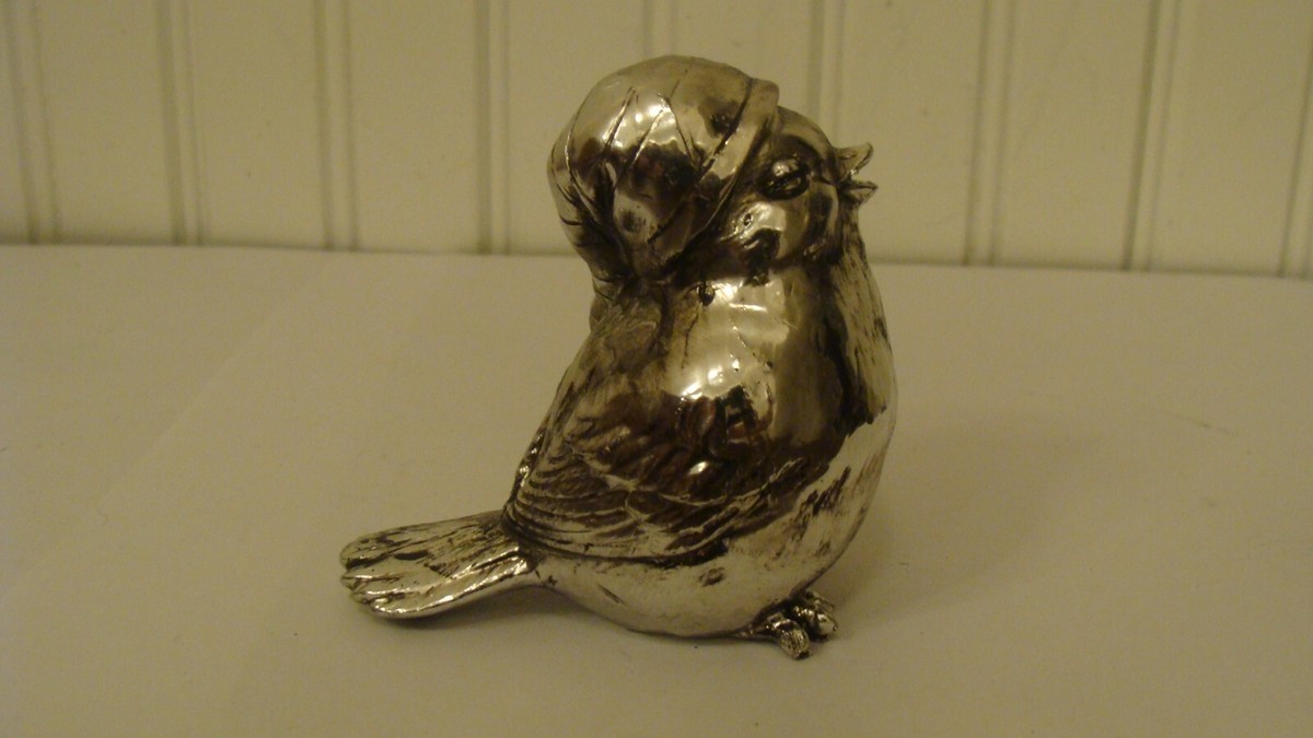 Vintage Adorable Silver Tone Bird Wearing Hat Figurine | eBay display picture 1