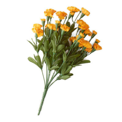 Golden Yellow Poly Silk Carnation Bud Bush