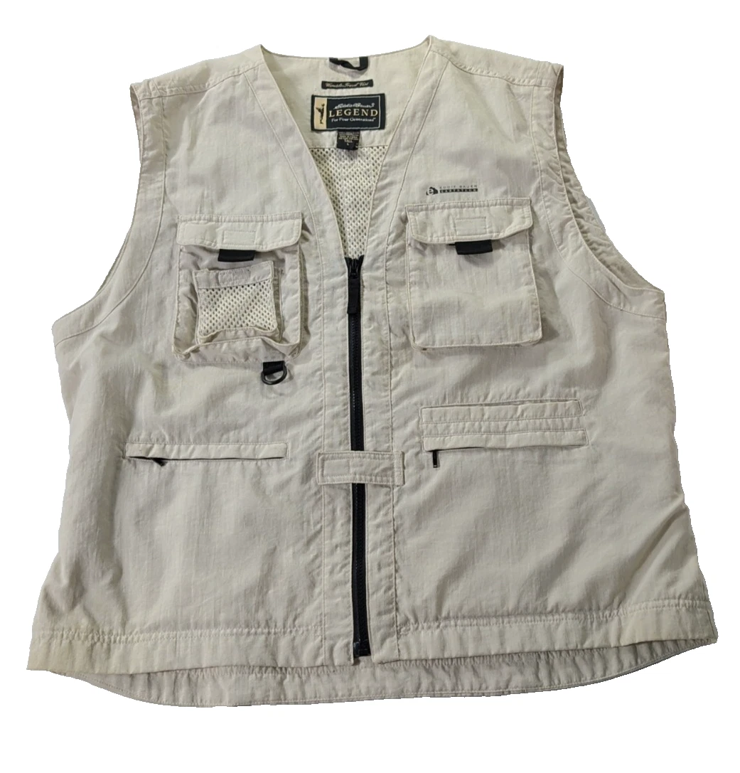 VTG Eddie Bauer Legend Vest LT Full Zip Pockets Fishing Hunting Safari Gorpcore