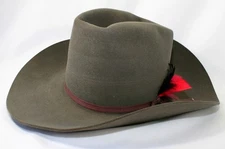 Fur Beaver Hats Ten X Quality Leckenbach Western World w feather Gray 6 3/4