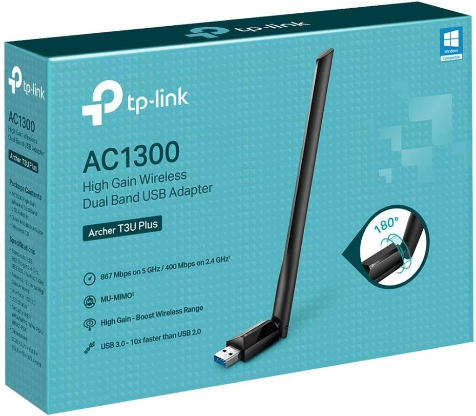 TP-LINK - Penyesuai USB Dual Band AC1300 dengan Antena Penguatan Tinggi - Image 3 of 3