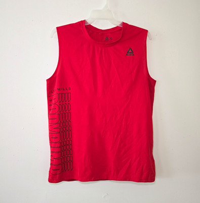 Reebok Les Mills Men s XL Red Mesh Tank Breathable Crew Neck Gym Training