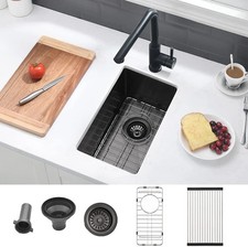 VASOYO 10"x 18" Black Undermount Bar Sink   Stainless Steel RV Prep Kitchen Bowl