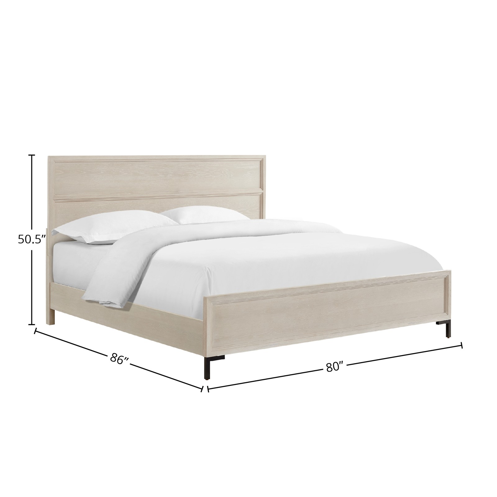 Alpine Furniture Bradley Standard King Panel Bed in Antique White