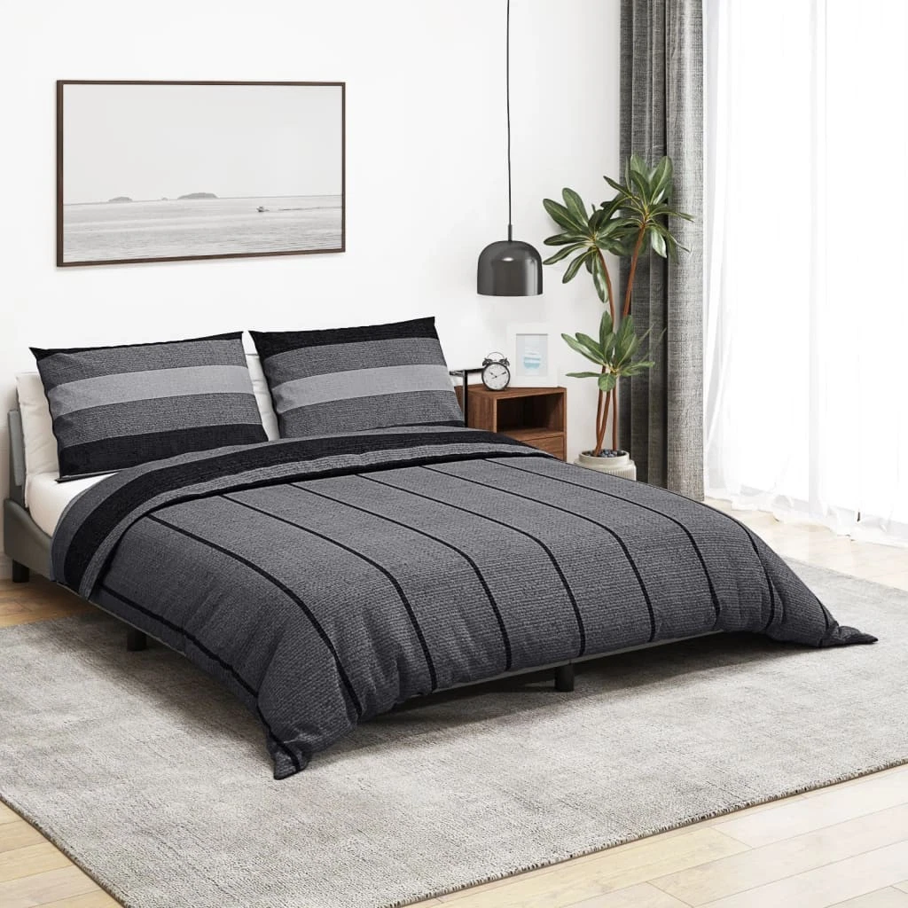 VISION Parure Copripiumino Love Grigio, 260x240 Cm, 2 Federe 65x65 Cm, 100% Cotone