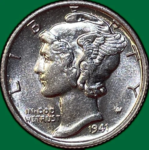 1941 Mercury Dime Choice Almost Uncirculated AU+/UNC Coin #35528