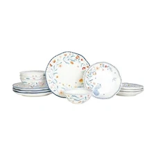 Fitz and Floyd Gracie Floral 12 Piece Dinnerware Set, Service for 4