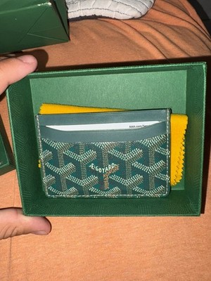 Goyard Saint-Sulpice Card Holder Wallet Green Goyardine Canvas RECEIPT￼