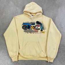 Vintage 90s Ocean Pacific Sweatshirt Size Medium Yellow Winter Surf Hoodie
