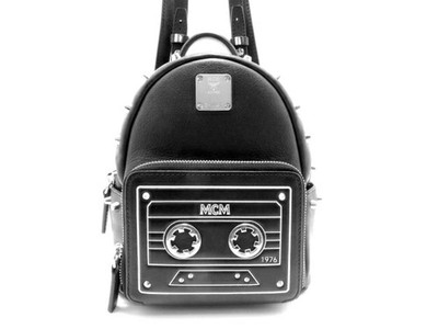 MCM Bag Cassette Studs Mini Backpack Black Leather Black x Silver Unisex #DB1526