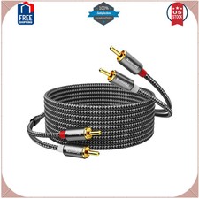 3ft 2RCA Male to 2RCA Male Audio Stereo Cable Gold Plated Nylon Braided Cord