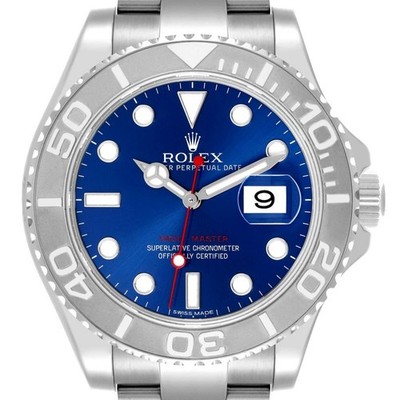 Rolex Yachtmaster Steel Platinum Bezel Blue Dial Mens Watch 116622 - Main Image