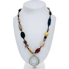 Silpada Sterling Silver 925 Brass Teardrop Pendant Beaded Necklace 18"-20"