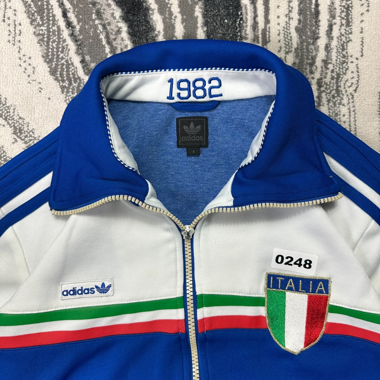 VTG Adidas 2000s Y2K Firebird Italy 1982 Small Blue Funnel Neck Top Track Jacket image 2