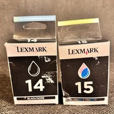 Genuine Lexmark 14  15 OEM Ink Cartridge Combo Black Color New Sealed Boxes