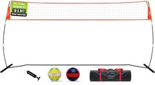 12FT/18FT Portable Volleyball Net with Height Adjustable Poles System Indoo...