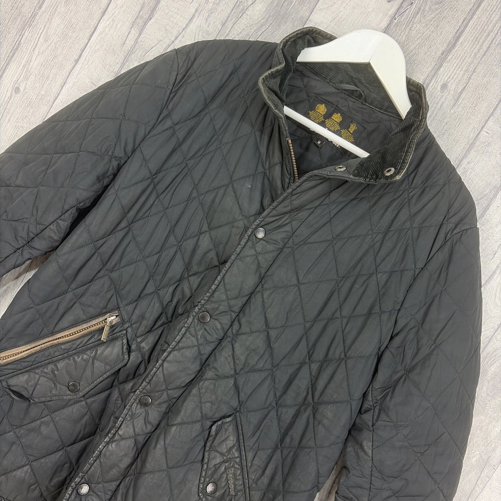 Barbour Men's Quilted Winter Jacket Coat Black Size Medium