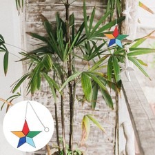  Stained Window Pendant Barn Star Suncatcher Hanging Yard Decorations