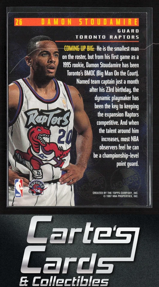Damon Stoudamire 1996-97 Topps Stadium Club Members Only 55 #26 Toronto Raptors - Image 2 of 2